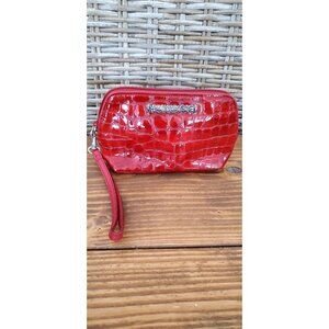 Brighton Red Faux Crocodile Embossed Wristlet Cosmetic Bag